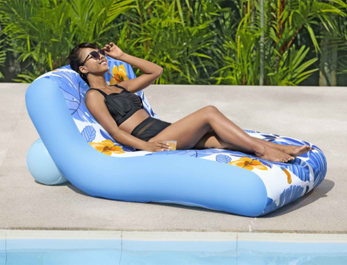 Надувной матрас-шезлонг для плавания 176х107 см, с тканевым чехлом (Bestway 43402 BW)