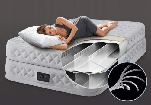 Надувная кровать Dura-Beam Deluxe Series 152х203х51 см, встроенный насос 220V (Intex 64490)