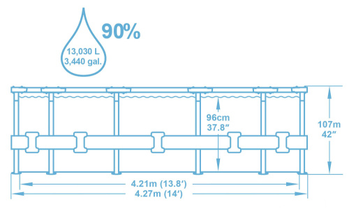 Каркасный бассейн Bestway 427х107 см + фильтр-насос 3028 л/ч, тент, лестница (5614Z BW)