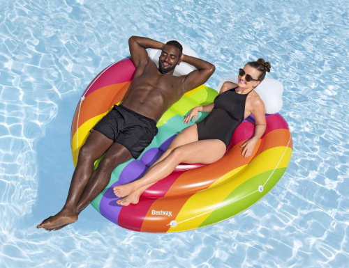 Надувной матрас-остров для плавания 175х163 см "Радужные сны" (Bestway 43722 BW)