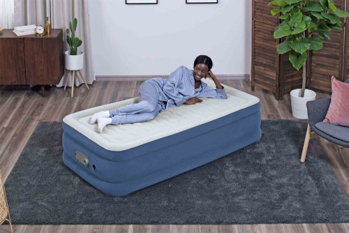 Надувная кровать AlwayzAire 191х97х46 см, встроенный насос 220V с автоподкачкой (Bestway 6713P BW)