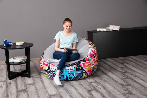Надувное кресло Inflate-A-Chair Graffiti, 112x112x66 см (Bestway 75075 BW)