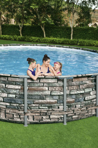 Каркасный бассейн Bestway 610х132 см + фильтр-насос 9463 л/ч, тент, лестница (56883 BW)