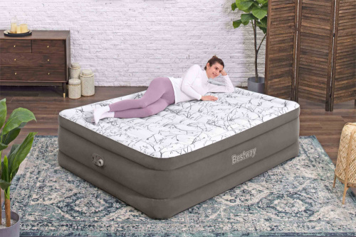 Надувная кровать Tritech Fashion Flock 203х152х56 см, встроенный насос 220V (Bestway 6713E BW)