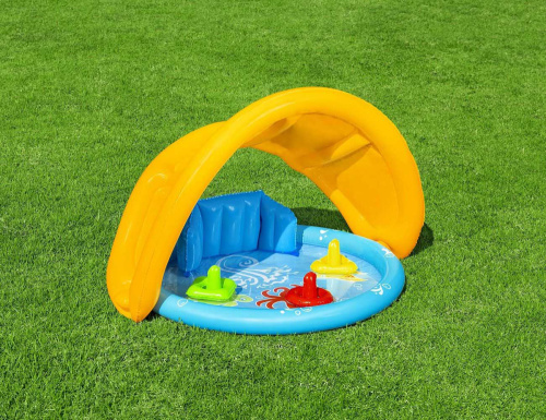 Детский надувной бассейн 115х89х76 см "Морская ракушка" с навесом (Bestway 52568 BW)