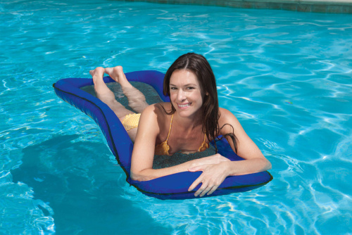 Надувной шезлонг для плавания 178х94 см сетчатый, с подголовником (Intex 58836)