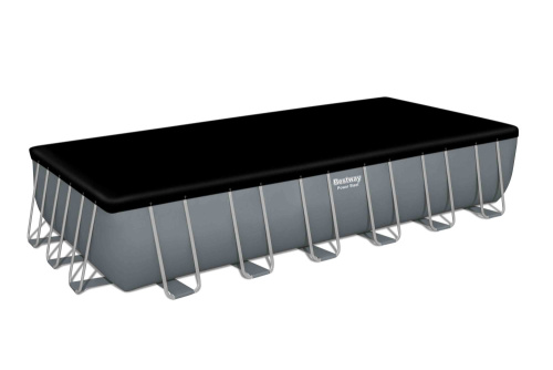 Каркасный прямоугольный бассейн Bestway 732х366х132 см + песочный ф/насос 5678 л/ч, тент, лестница (56475 BW)