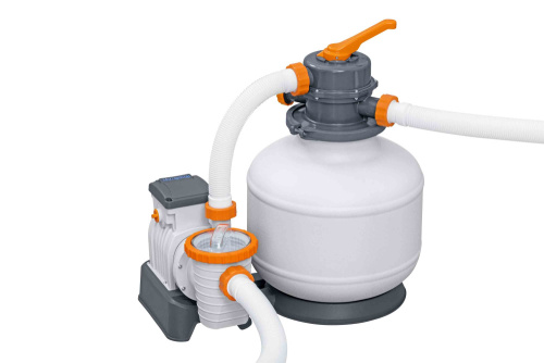 Каркасный прямоугольный бассейн Bestway 640х274х132 см + песочный ф/насос 5678 л/ч, тент, лестница (5612B BW)