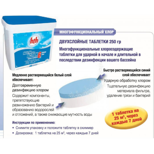 Двухслойные таблетки 6 в 1, MAXITAB ACTION 6 EASY, табл. 250 г, 5 кг, hth (K801797H1)