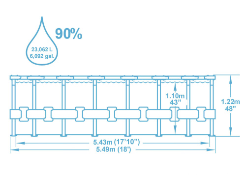Каркасный бассейн Bestway "Ротанг", 549х122 см + фильтр-насос 5678 л/ч, тент, лестница (56977)
