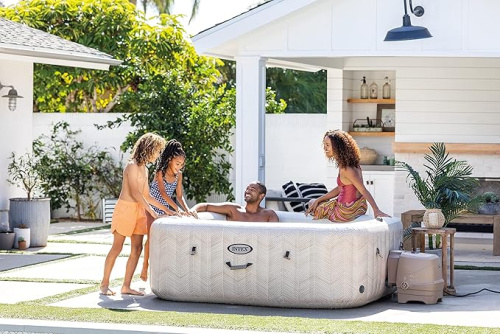 СПА-бассейн Intex PureSpa Chevron Deluxe 145/196х71 см с круговым пузырьковым массажем, хлоргенератор (28472)