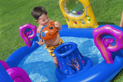 Игровой центр 330х188х117 см "Sea Odyssey" с горкой, мячами и игрушками, от 2 лет (Bestway 53167 BW)