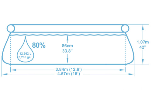 Бассейн надувной Bestway Fast Set Pools 457х107 см + фильтр-насос 2006 л/ч, лестница (57372 BW)