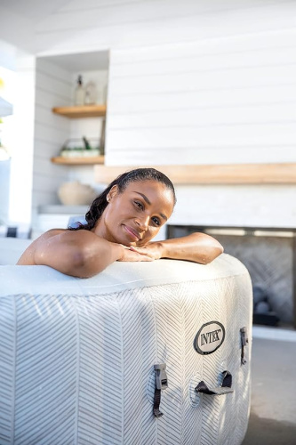 СПА-бассейн Intex PureSpa Chevron Deluxe 124/175х71 см с круговым пузырьковым массажем, хлоргенератор (28446)