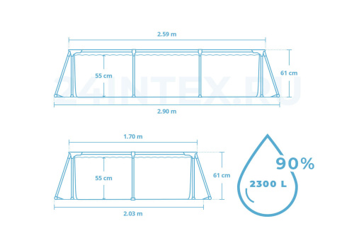 Каркасный прямоугольный бассейн Bestway 259х170х61 см (56403 BW)