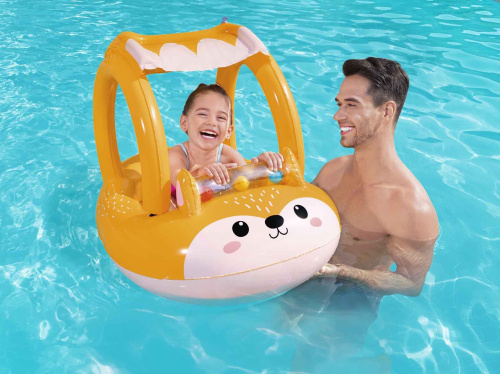 Надувная детская лодочка "Лисёнок" 94х66 см, с тентом, от 3 лет (Bestway 34168 BW)