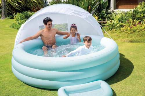Детский надувной бассейн с навесом для отдыха, 277x221x137 см, 830 л, от 3 лет (Intex 57195)