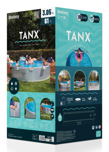 Стальной бассейн Bestway Hydrium Pool Set TANX 305x61 см + фильтр-насос 1249 л/ч, тент (561RW BW)