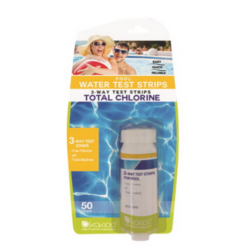 Полоски для тестирования воды 3 в 1 (pH, свободный хлор, щелочность), 50 шт. (Kokido TK39BL)
