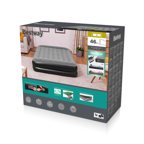 Надувная кровать Tritech 152х203х46 см с подголовником, встроенный насос 220V (Bestway 67403 BW) Надувная кровать Tritech 152х203х46 см с подголовником, встроенный насос 220V (Bestway 67403 BW)